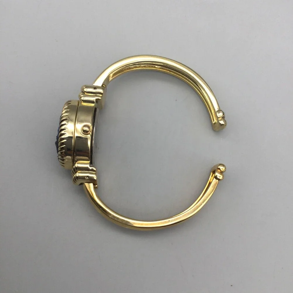 Gem Essence Womens Watch 22mm MOP Gold Tone Bangle Blue Cover B8505 New Battery